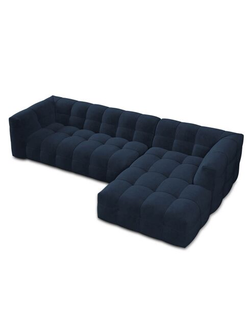 Canapé d'angle droit Velours Vesta 5 places bleu roi - 320x170x68 cm