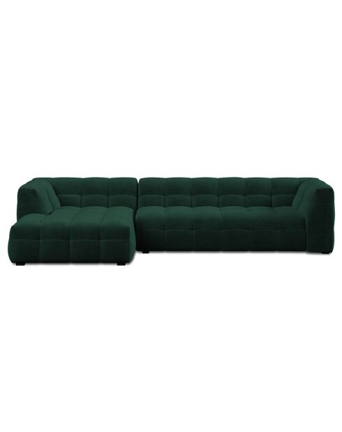 Canapé d'angle gauche Velours Vesta 5 places vert bouteille - 320x170x68 cm