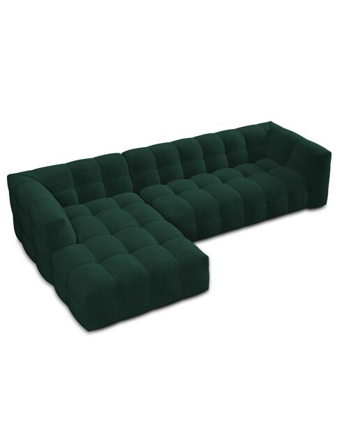 Canapé d'angle gauche Velours Vesta 5 places vert bouteille - 320x170x68 cm