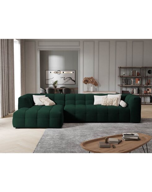 Canapé d'angle gauche Velours Vesta 5 places vert bouteille - 320x170x68 cm