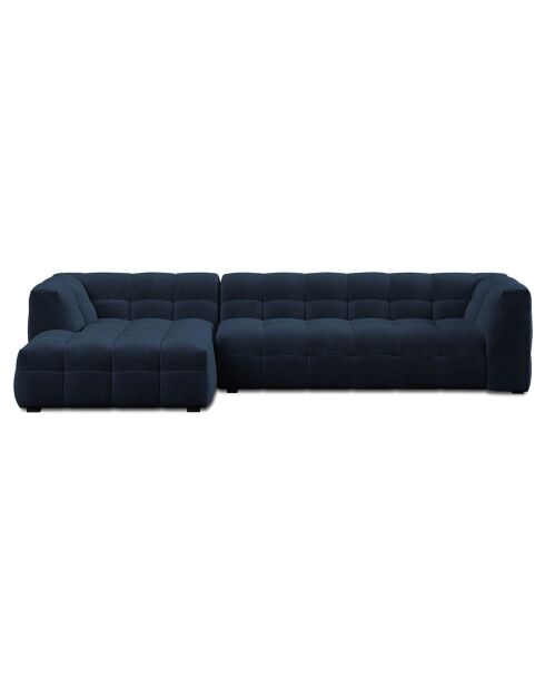 Canapé d'angle gauche Velours Vesta 5 places bleu roi - 320x170x68 cm