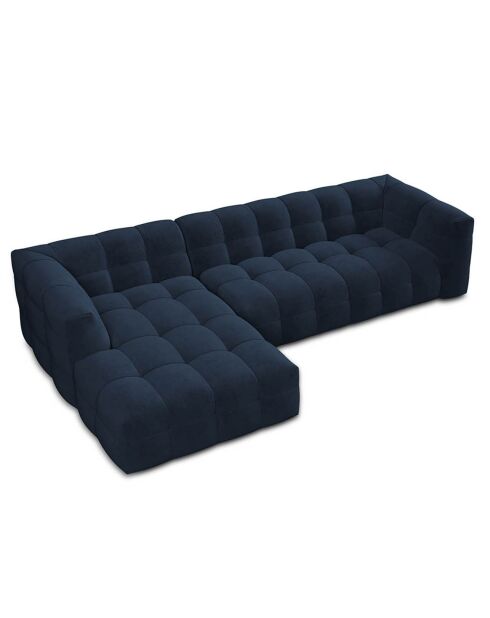 Canapé d'angle gauche Velours Vesta 5 places bleu roi - 320x170x68 cm