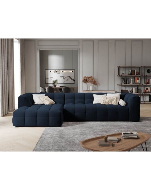 Canapé d'angle gauche Velours Vesta 5 places bleu roi - 320x170x68 cm