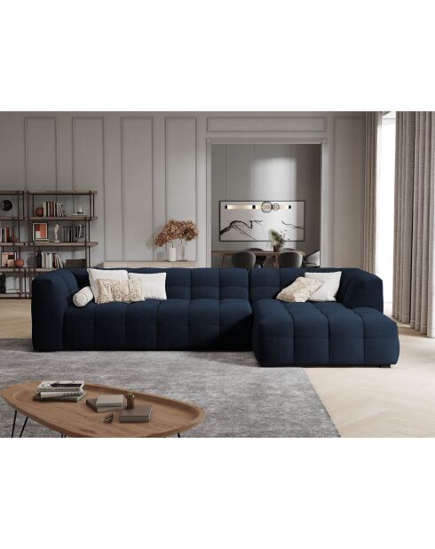 Canapé d'angle droit Velours Vesta 5 places bleu roi - 320x170x68 cm