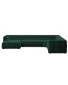 Canapé Panoramique droit Velours Vesta 8 places vert bouteille - 378x322x68 cm