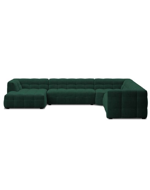 Canapé Panoramique droit Velours Vesta 8 places vert bouteille - 378x322x68 cm