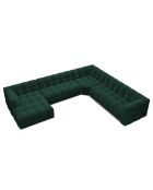 Canapé Panoramique droit Velours Vesta 8 places vert bouteille - 378x322x68 cm