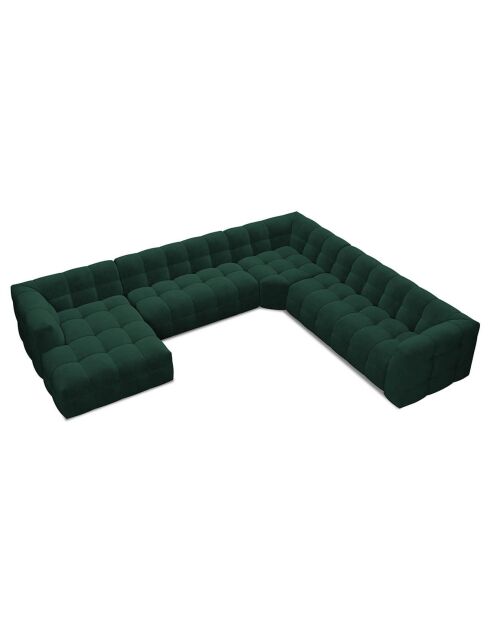 Canapé Panoramique droit Velours Vesta 8 places vert bouteille - 378x322x68 cm