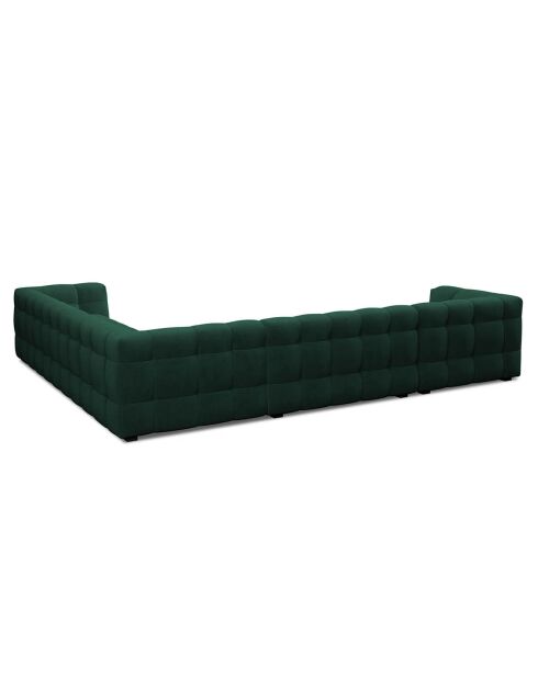 Canapé Panoramique droit Velours Vesta 8 places vert bouteille - 378x322x68 cm