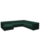 Canapé Panoramique droit Velours Vesta 8 places vert bouteille - 378x322x68 cm