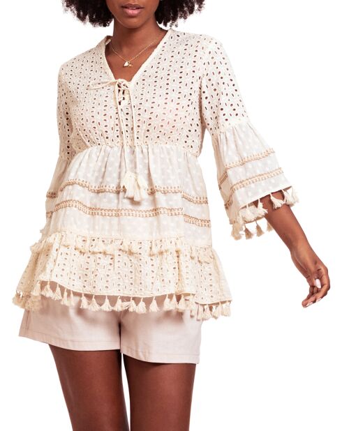 Blouse Lucie blanc/beige