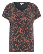 T-Shirt de pyjama Volcano imprimé noir/orange