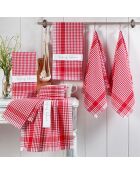 10 Torchons de cuisine rouge/blanc - 45x65 cm