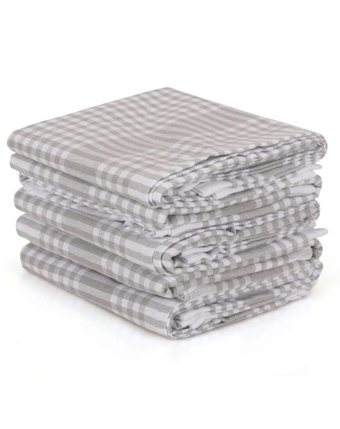 10 Torchons de cuisine gris/blanc - 45x65 cm