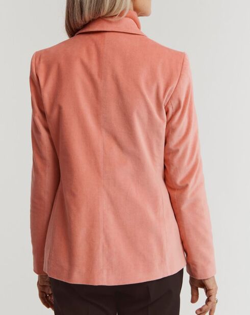 Rosafarbene Bologo-Blazerjacke aus Baumwollsamt