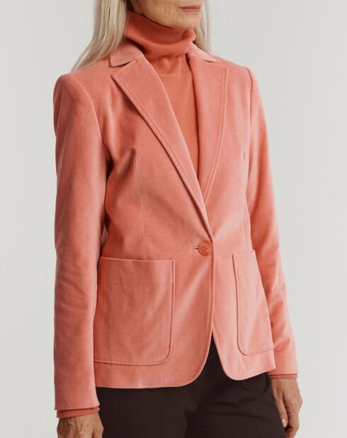 Rosafarbene Bologo-Blazerjacke aus Baumwollsamt