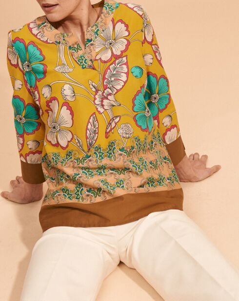 Blouse Calcuta en Coton imprimée  jaune