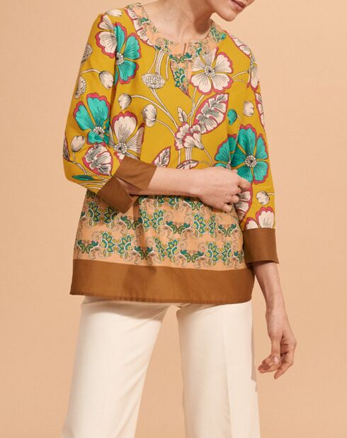 Blouse Calcuta en Coton imprimée  jaune
