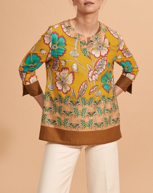 Blouse Calcuta en Coton imprimée  jaune