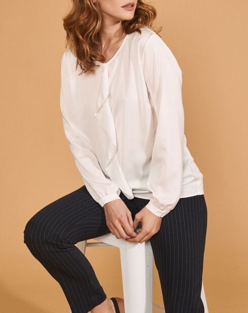 Chemise Ciano à volant beige neige