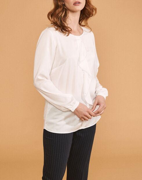 Chemise Ciano à volant beige neige