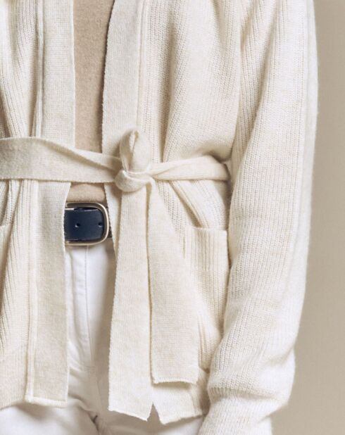 Gaello ecrufarbene Weste aus einer Mischung aus Wolle und recycelter Baumwolle