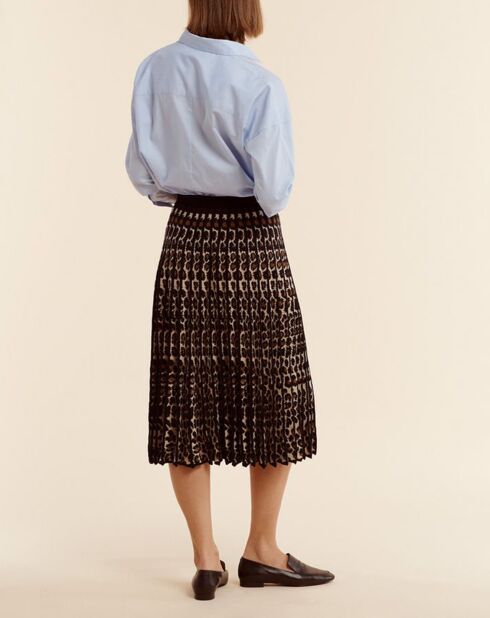 Jupe plissée en Laine mélangée Icara léopard beige