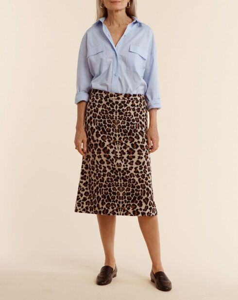 Jupe midi en Laine mélangée Impala beige/marron
