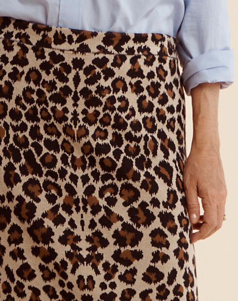 Jupe midi en Laine mélangée Impala beige/marron