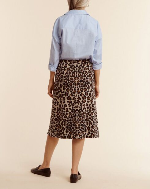 Jupe midi en Laine mélangée Impala beige/marron