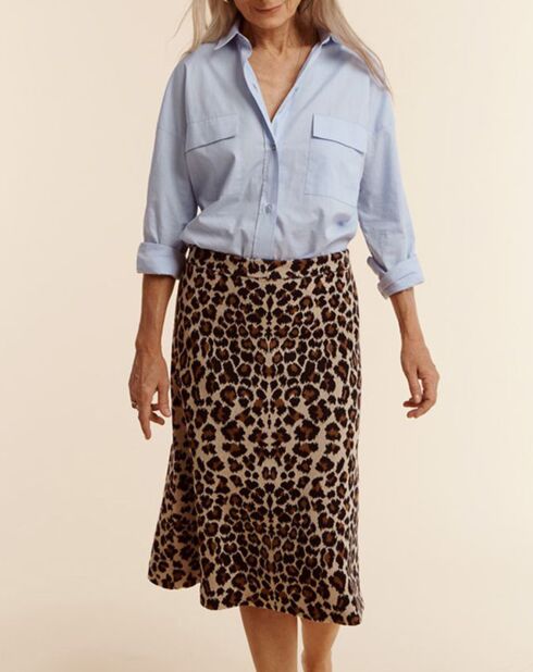 Jupe midi en Laine mélangée Impala beige/marron