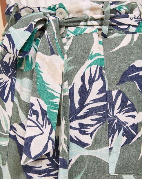 Jupe mi-longue 100% Lin Jamaika kaki/marron