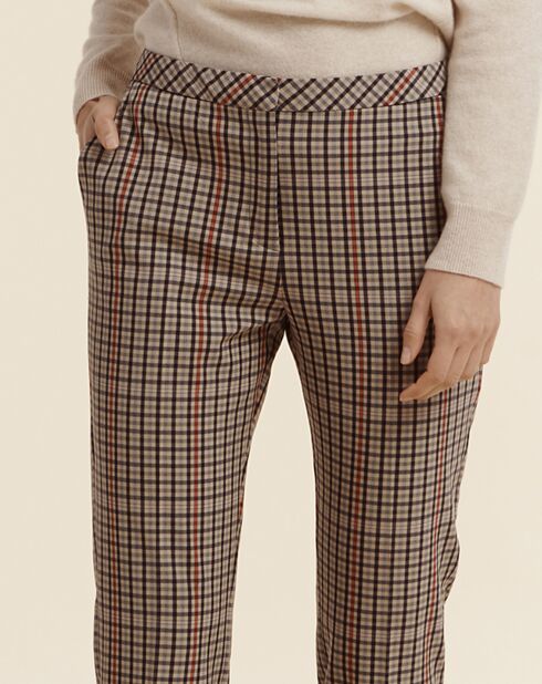 Pantalon Padelta 7/8 ème à carreaux beige