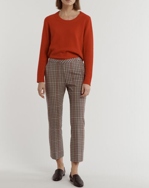 Pantalon Padelta 7/8 ème à carreaux beige
