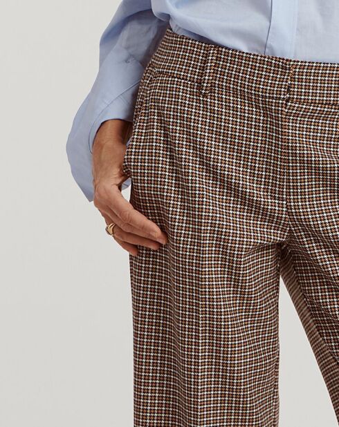 Pantalon Palibrit 7/8 ème à carreaux marron
