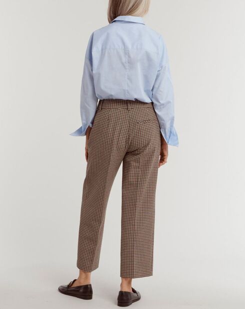 Pantalon Palibrit 7/8 ème à carreaux marron