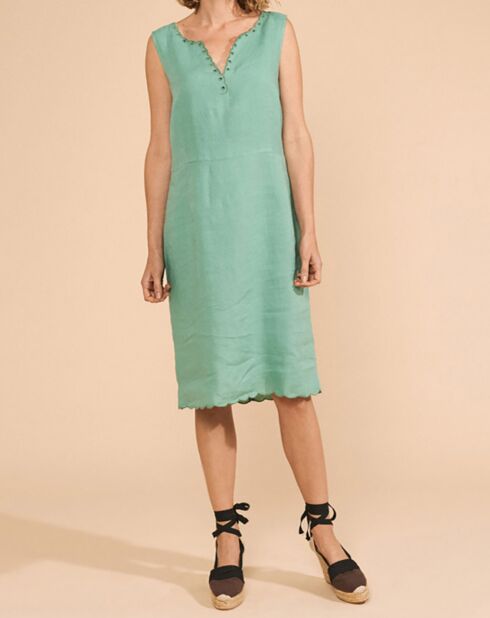 Regalo-Kleid Amazoni grün aus 100% Leinen