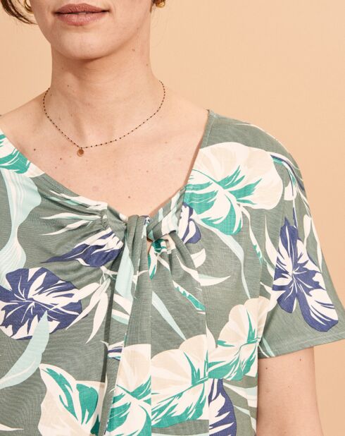 Robe Ribera imprimée kaki/marron