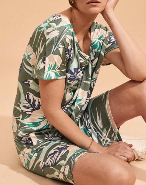 Robe Ribera imprimée kaki/marron