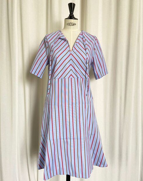 Robe Rosalia en Coton rayée bleu marine