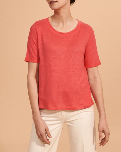 T-Shirt en Lin mélangé Tilt rose fuchsia
