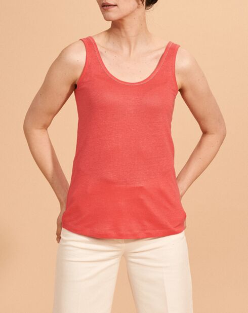 Débardeur en Lin mélangé Twin rose fuchsia