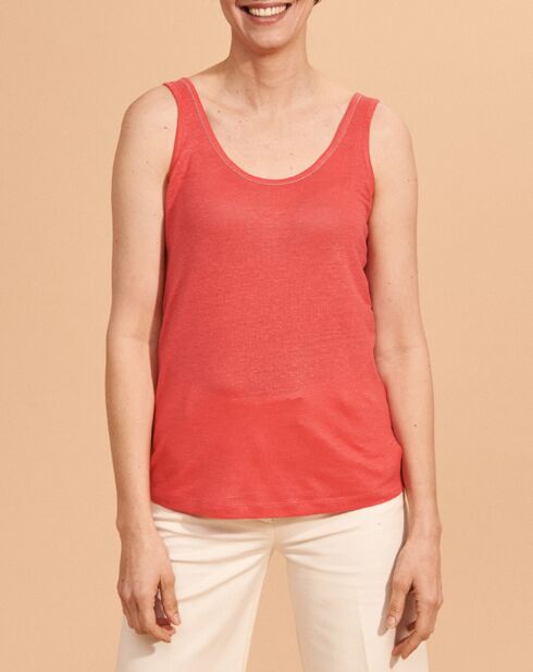 Débardeur en Lin mélangé Twin rose fuchsia