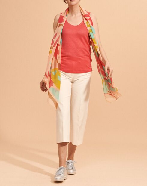 Débardeur en Lin mélangé Twin rose fuchsia