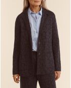 Veste en Laine mélangée Vaglia motif léopard bleu nuit