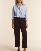 Pantalon droit en Laine mélangée Yalta motif léopard bleu