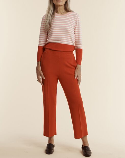 Pantalon droit en Laine mélangée Yao rouge
