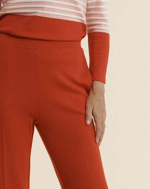 Pantalon droit en Laine mélangée Yao rouge