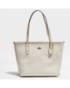 Sac cabas en Cuir Mini City Zip Tote craie - 20.4x10.9x22.9 cm