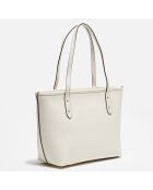 Sac cabas en Cuir Mini City Zip Tote craie - 20.4x10.9x22.9 cm